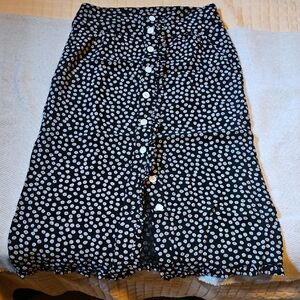 Rouje Black and White Button-Up Midi Skirt